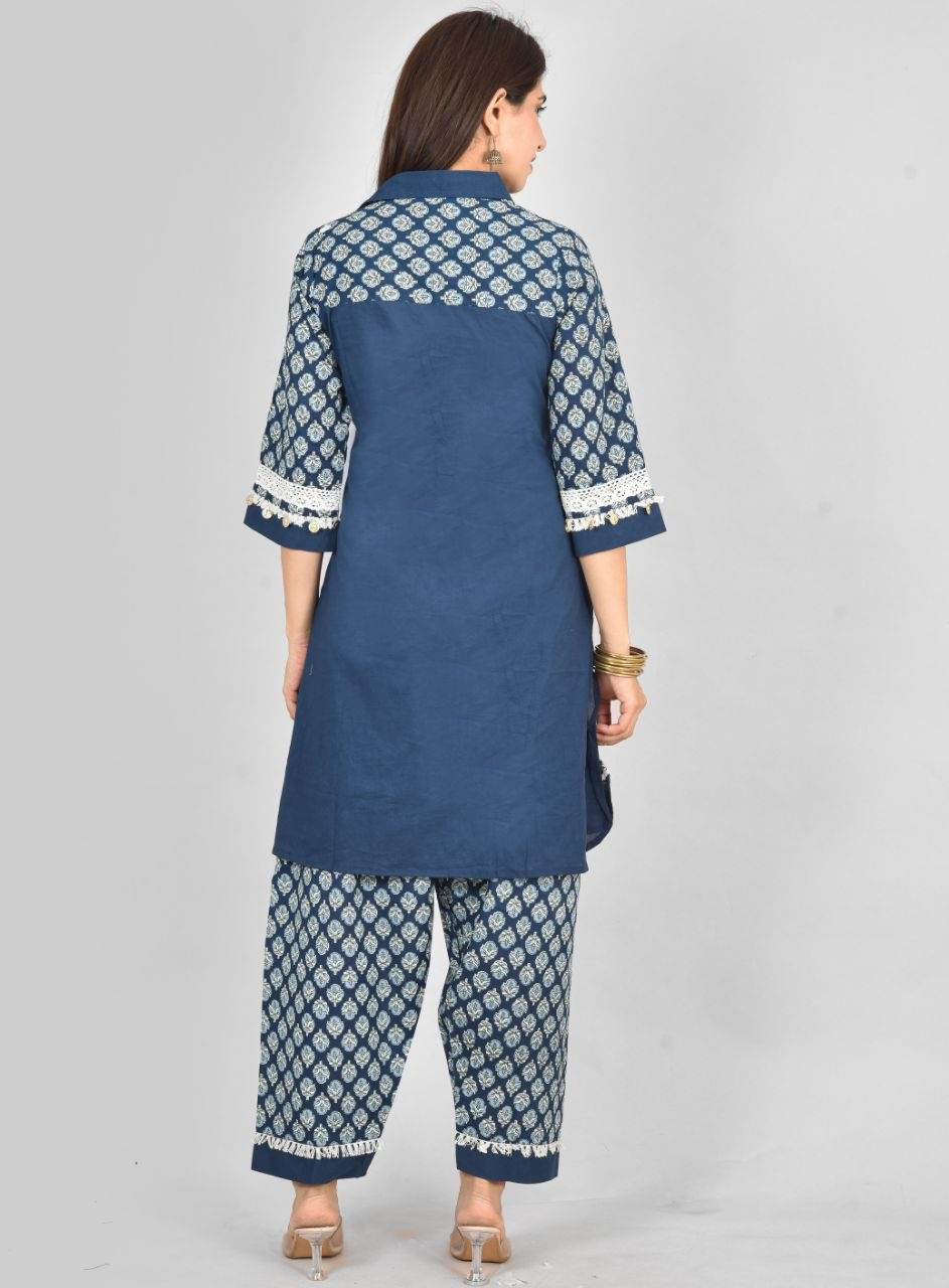 Indigo Bagroo Lace Co-Ord Set