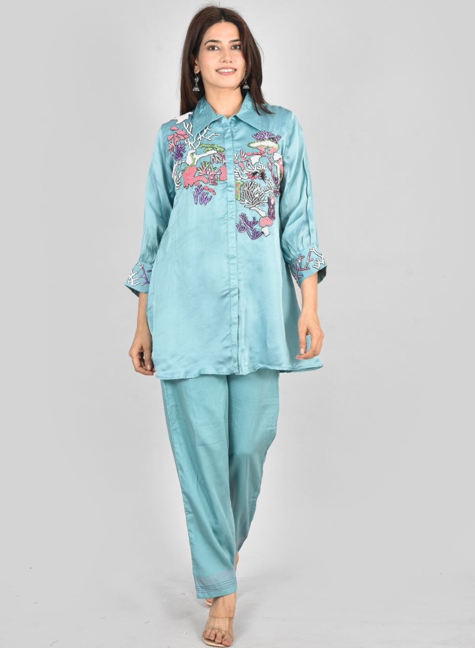 Teal Green Afsana Co-Ord Set