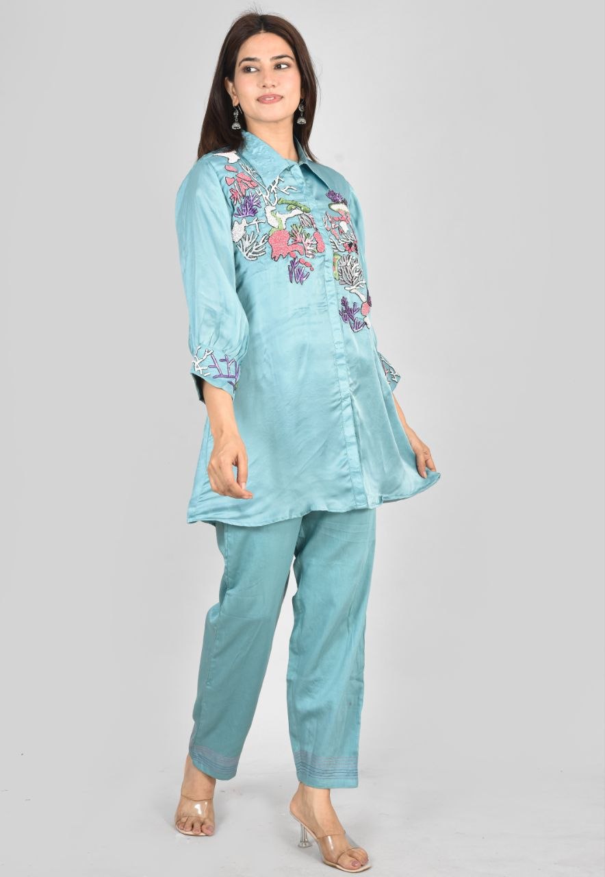 Teal Green Afsana Co-Ord Set