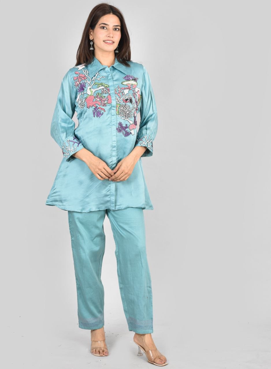 Teal Green Afsana Co-Ord Set