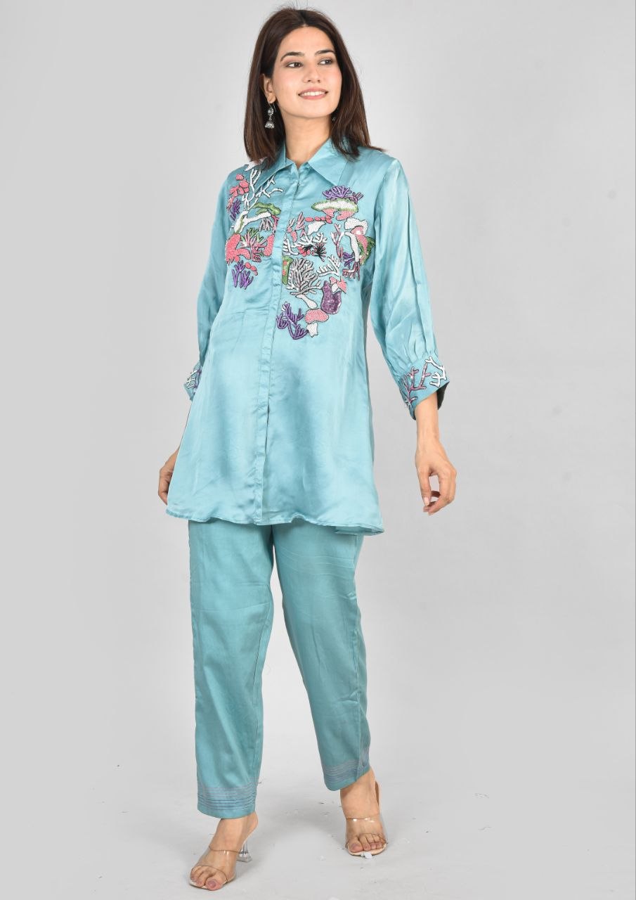 Teal Green Afsana Co-Ord Set