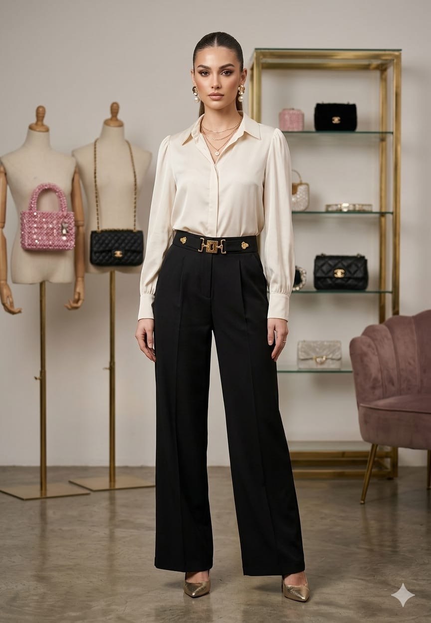 Bk Fancy Lock Button Korean Pant