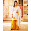 Yellow Dhaki Khadi  cotton co-ord set