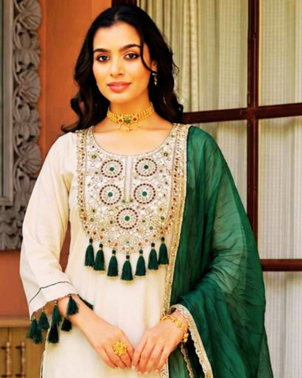 Megha Farsi green suit